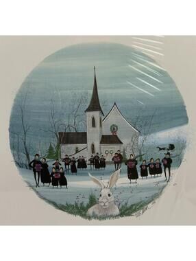 P Buckley Moss White Christmas Print 1988 Signed Numbered 2348/8128 Rare 12x12